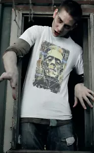 DEADSTAR CLOTHING ''CONSTRUCTION OF A MONSTER'' MENS WHT T-SHIRT SIZE XL *NEW - Picture 1 of 3