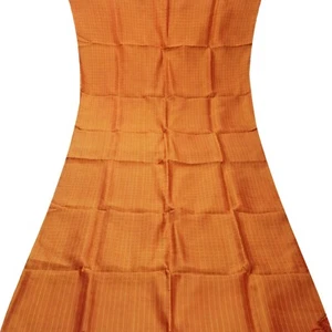 Vintage Orange Dual Tone 100% Pure Silk Sari Remnant 5YD Craft Fabric Silk Scrap - Picture 1 of 4