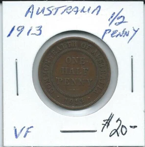Australia 1913 Half Penny - Picture 1 of 2