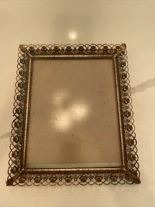 Vintage goldtone metal rose picture frame 8”x 10” - Picture 1 of 10