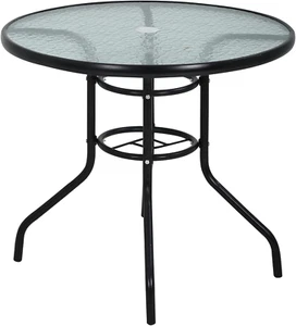 MKDLUFEI 32 Inch round Outdoor Dining Table, Patio Table with Umbrella Hole - Picture 1 of 12