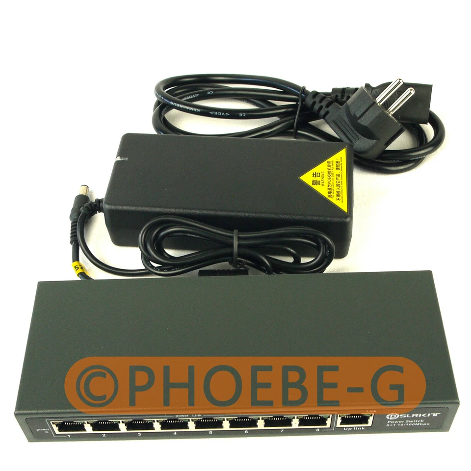 120watt 9 Port 8 PoE Switch 802.3af 802.3at Power Over Ethernet PSE18AT EU Plug - Image 1 of 4