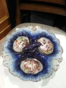 Antique Victoria Carlsbad Austria 12" Handle Divided Serving Platter Bowl. - Picture 1 of 8