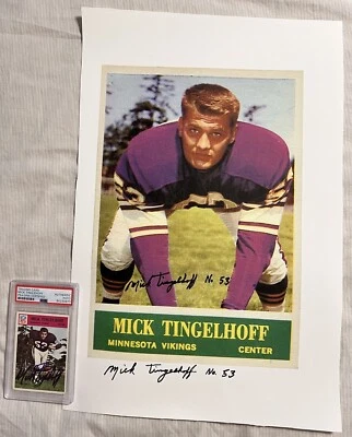 Mick Tingelhoff Signed Enlarged Canvas Rookie 1964 Philadelphia Vikings - Image 1 of 2