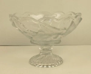 Clear Glass/Crystal Compote Candy Dish Floral Leaves Frosted 5 1/4"Tall NO Chips - Picture 1 of 6
