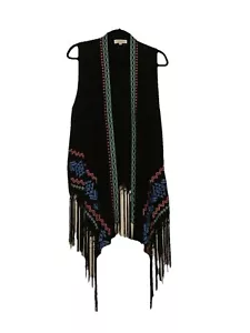 Umgee Black Vest Embroidered Fringe Size 2XL Beautiful - Picture 1 of 4