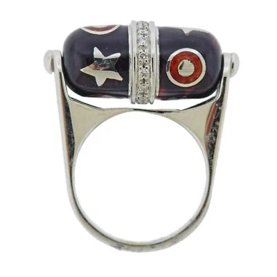 La Nouvelle Bague 18k Gold Diamond Enamel Spinner Ring-Motion Ring-Estate 14.5g - Image 1 of 4