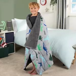 Weighted Blanket Kids Dino Sensory Sleep Therapy Anxiety Soft Teddy Fleece Throw - Picture 1 of 7