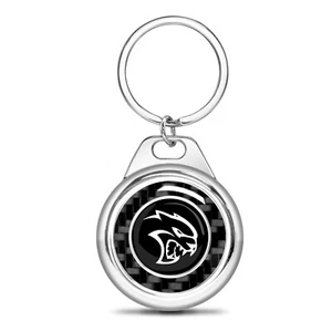 Dodge SRT Hellcat Real Carbon Fiber Chrome Roundel Metal Key Chain - Bild 1 von 5