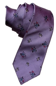 PAUL SMITH Silk TIE | Purple - Floral Pattern | Blue polka lining | 8cm Width - Picture 1 of 2