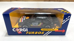 VINTAGE 1986 CORGI TURBOS OPEL MANTA 400 #18 SHELL C102/2 BLACK 1/43 DIECAST MIB - Picture 1 of 7