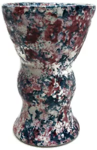 Handmade Signed Glazed Clay Pottery Splatter Vase Container Cannister 6 in Tall - Picture 1 of 8