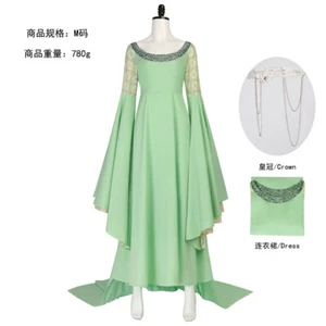 Cosplay Fairy Princess Queen Arwen Undómiel Dress Crown Halloween Costumes Suits - Picture 1 of 10