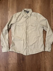 Vince. Button Down Shirt Mens Large L Beige Cotton Long Sleeve Office Casual - Picture 1 of 9