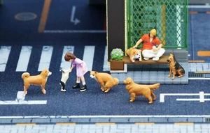 ED 1:64 Painted Figure Model Miniature  Diorama  Pet Walk Dog Puppy - Picture 1 of 44