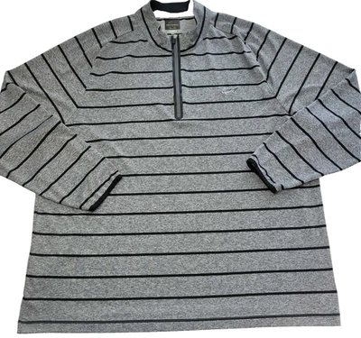 Greg Norman For Tasso Elba Men's Play Dry 1/4 Zip Gray Striped Sweatshirt XXL - Image 1 of 4