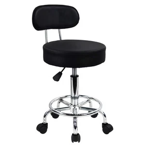 Hocker KKTONER schwarz, Kunstleder, 61 cm, mit Rollen und Rückenlehne - Bild 1 von 8