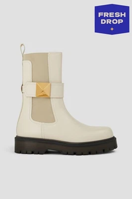 PVP €1550 VALENTINO GARAVANI Botas Chelsea de Cuero US6 UK3 EU36 Un Tachuela Pull On Foto 1 de 4