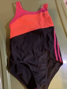 ADIDAS Girls One Piece Bathing Suit Swimsuit pink purple Logo Youth XL NEW NWT - Picture 1 of 5