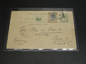 Labuan 1901 Postkarte nach Deutschland rechter Randfehler *15621 - Bild 1 von 2