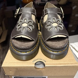 DR MARTENS DUNNET FLOWER KELP BROWN LEATHER SANDALS SIZE 5 AUTHENTIC SHIPS FAST - Picture 1 of 4