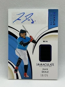 2020 Panini Immaculate Collection, Isan Diaz Patch Auto, #'D /25, Miami Marlins - Picture 1 of 2