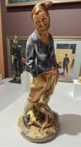 Estatuilla de Pescador H. Borsato De Colección, Tríada - Italia, Porcelana Original Firmada - Imagen 1 de 11