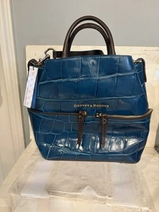 Dooney & Bourke Türkis/Blau Kroko-Prägung Leder Dawson Umhängetasche Tasche Neu mit Etikett RAR - Bild 1 von 24