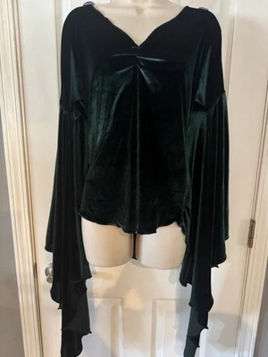 Blusa Damisela In This Dress Manga Diosa Verde Esmeralda Terciopelo Talla Mediana Foto 1 de 4