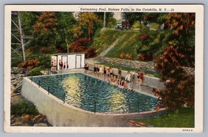 Swimming Pool Haines Falls Catskills NY Catskill Mountains 1944 Postcard N13 - Picture 1 of 3