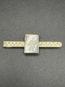 MCM Sterling Silver Mother Pearl Grecian Goddess Cameo Tie Clip 7g 925 S1  - Picture 1 of 6