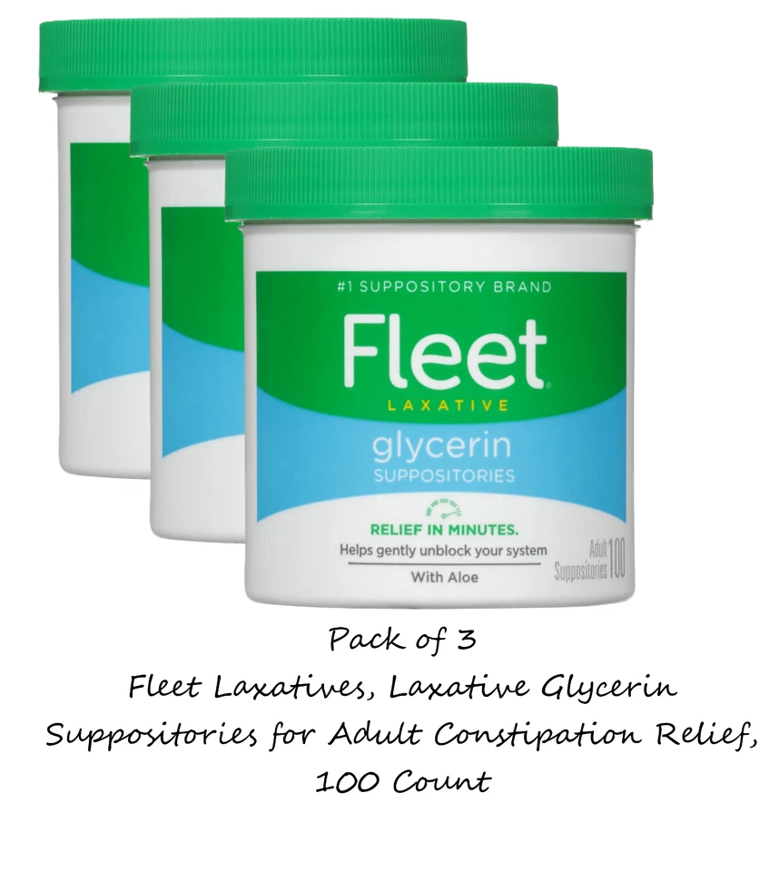 Supositorios de glicerina laxante para flotas supositorios para adultos, 100 unidades (paquete de 3) Foto 1 de 1