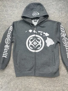 Maui Built Hoodie Herren Größe Extra Large grau durchgehender Reißverschluss Fleece Logo Insel Kette - Bild 1 von 17
