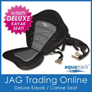 AQUATRACK PADDED KAYAK SEAT / CANOE BACK REST DELUXE - Straps & Brass Snap Hooks - Picture 1 of 2