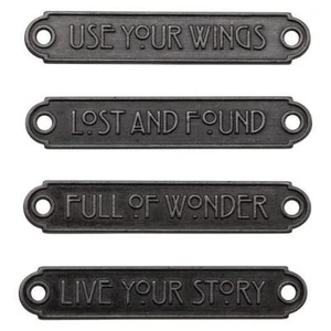 Tim Holtz Idea-ology Metal Word Plaques 4pcs - Picture 1 of 2