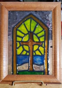 Leaded Hand Painted Stain Glass Framed Art - Picture 1 of 5