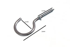 Cup Hook 25mm To Shoulder Total Length 38mm Chrome Plated Cp With Pack 50 - Photo 1/1