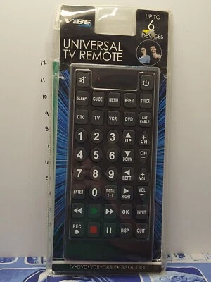 Vibe Axcess X-Large Remote Universal TV DVD VCR Cable FBAV-505-BLK NEW - Image 1 of 2