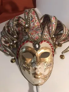 Venetian Carnival Masquerade Ball Face Mask On A Stick Ladies Fancy Dress 25"L - Picture 1 of 8