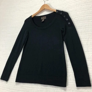Fenn Wright Manson Damengröße Medium schwarz Marinowolle Pullover geknöpfte Schulter - Bild 1 von 7