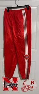 Vintage Adidas Track Pants Mens SMALL Sweatpants Nebraska Husker Red Baggy Y2K - Picture 1 of 13