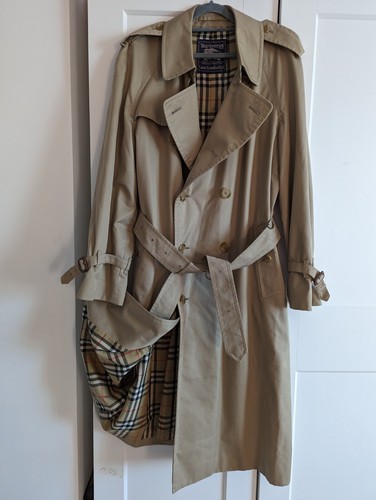 Trench cappotto uomo Burberry vintage beige misto cotone tartan Haymarket UK52 grande