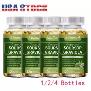 Soursop Graviola Capsules Leaf & Fruit Extract 120 Capsules High Potency 1000mg - Picture 1 of 13