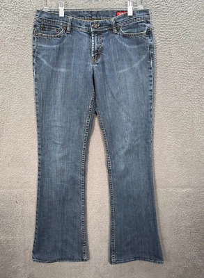 X2 Denim Laboratory Jeans Womens 6 Long Blue Slim Fit Super Low Rise Flare Leg - Image 1 of 4