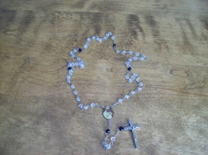 Vintage Rosenkranz Perlen mit Bild des Papstes - Bild 1 von 9