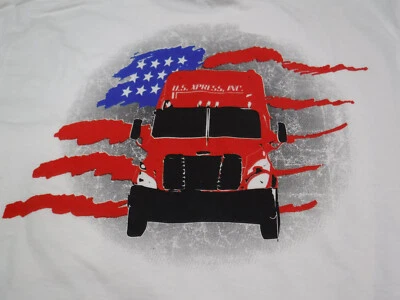 GA9 Nuevo U.S. Xpress USX Camión Blanco LS Bolsillo Detalle Bandera Camiseta Adulto Med Foto 1 de 4