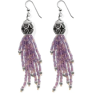 NWT Brighton BOHO ROOTS MIX French Wire PURPLE Beaded Tassel Earrings MSRP $58 - Picture 1 of 2