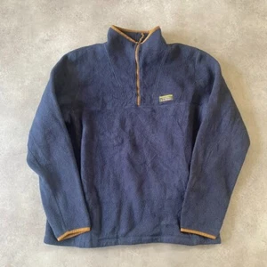 L.L Bean Fleece Jumper Mens Large Half Zip Pull Over Hiking Sweater Navy - Picture 1 of 9