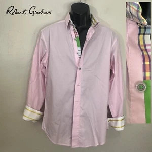 Robert Graham Stretch Contrast Long Sleeve Shirt Medium Gently worn Cotton - Picture 1 of 5