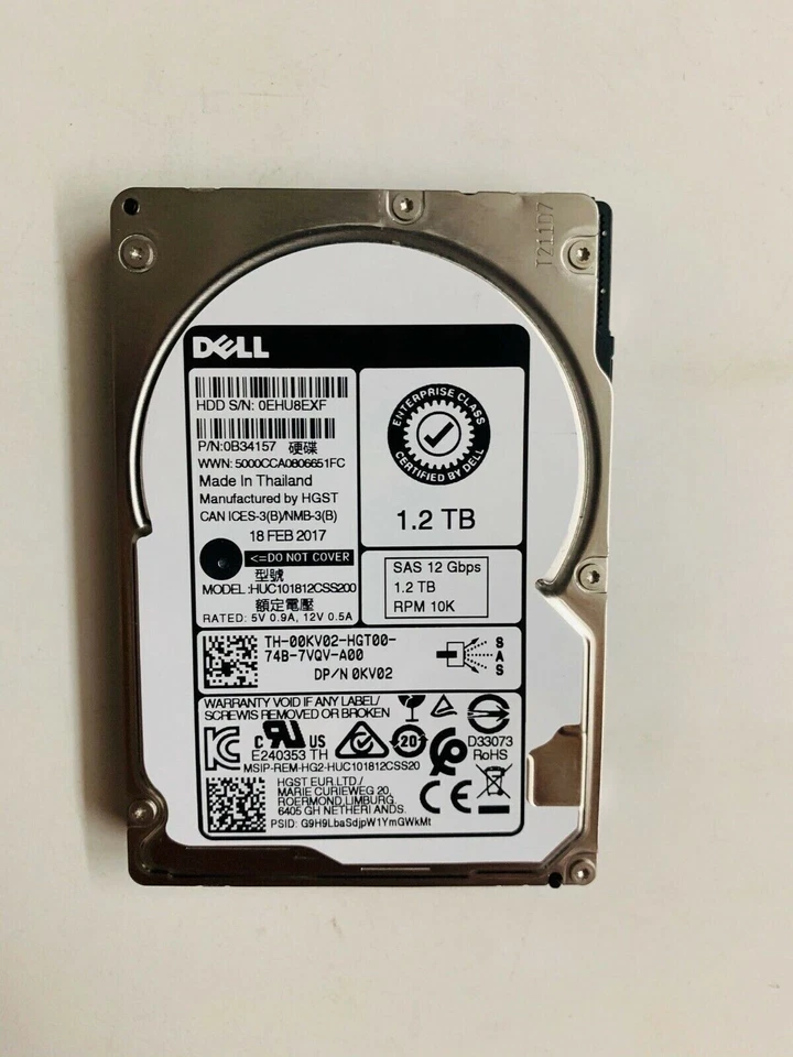 Dell 00KV02 0KV02 HUC101812CSS200 1.2TB 2.5" 10K 12Gb/s SAS HDD Hard Drive - Image 1 of 4
